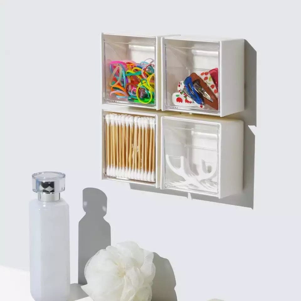 Self-Adhesive Wall Flip-Top Organizer, Transparent Window Clamshell Storage Box, Storage Canister Box Self-Adhesive Wall Flip-Top Organizer, Transparent Window Clamshell Storage Box, Storage Canister Box